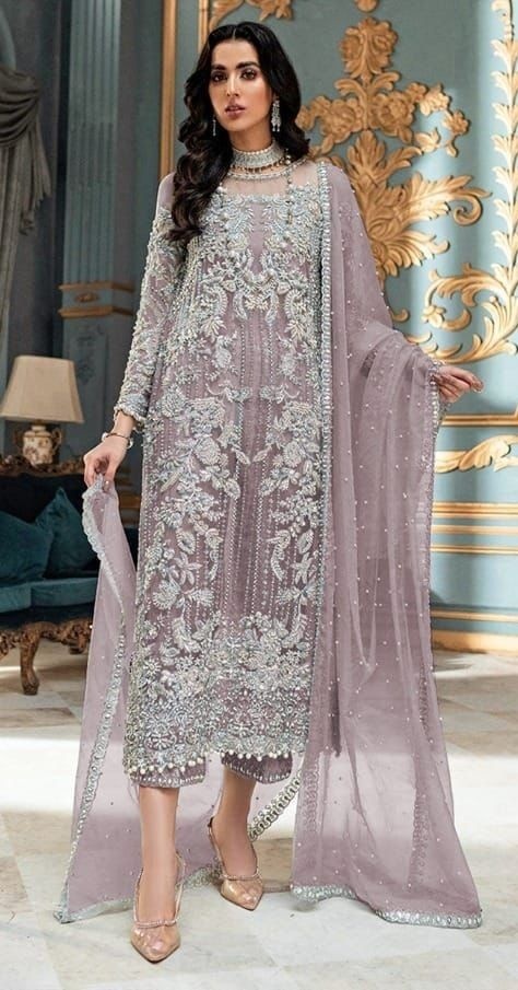 ADELA Mauve Pakistani fashion outfit in mauve tones.